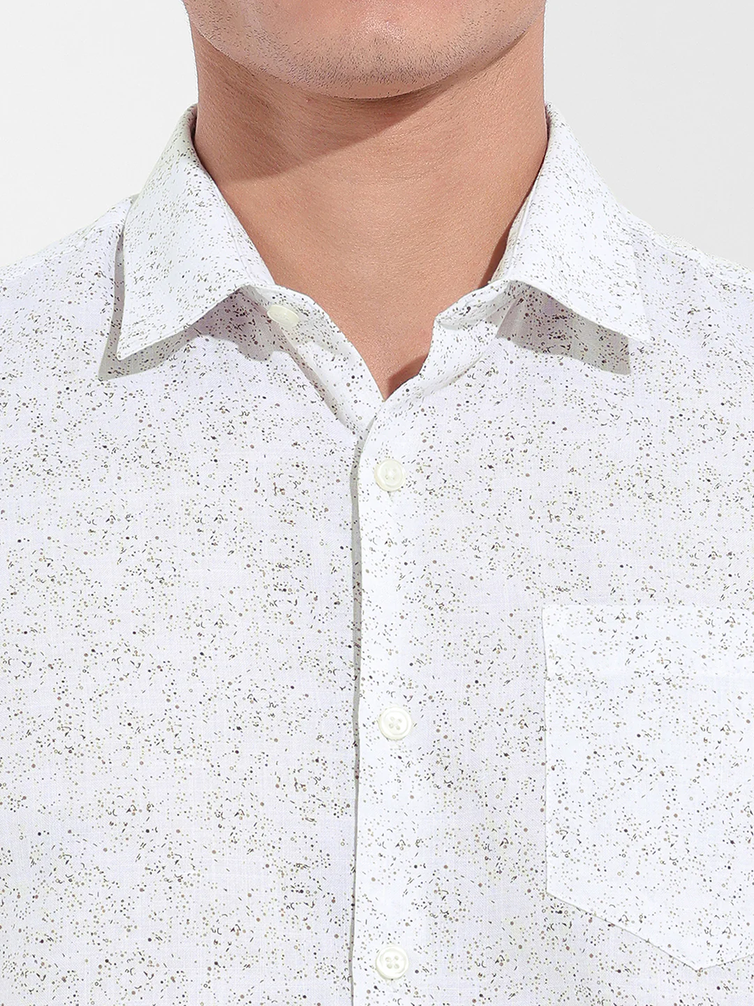 Men's Beige Slim Fit Printed Formal Shirt - Image 3