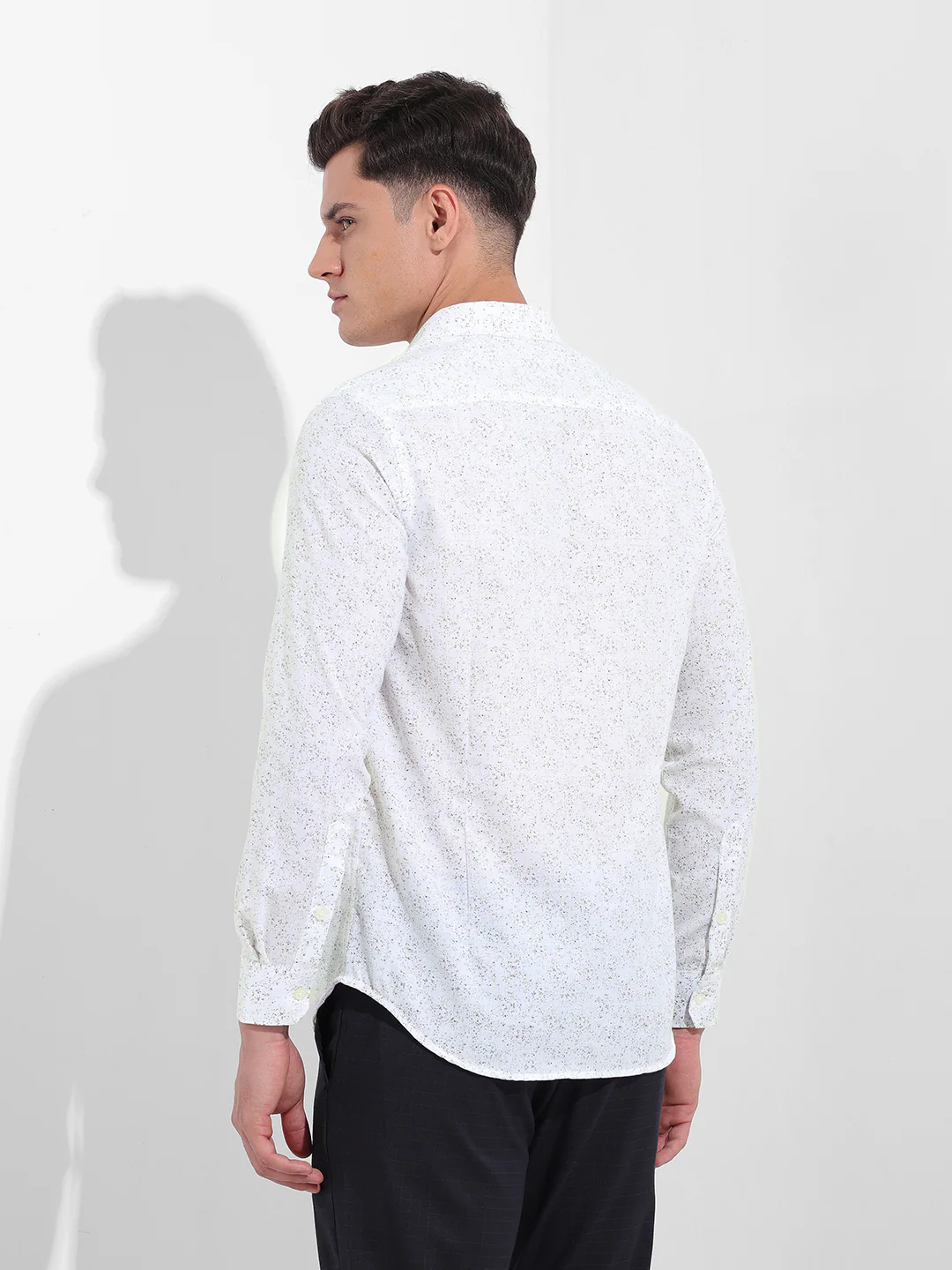 Men's Beige Slim Fit Printed Formal Shirt - Image 5