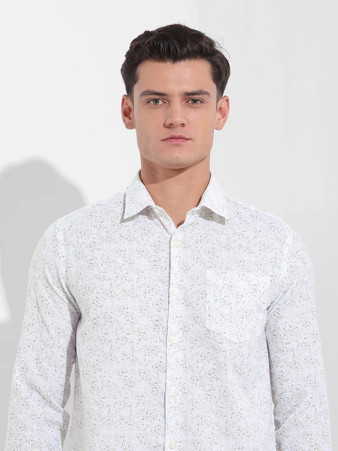 Men's Beige Slim Fit Printed Formal Shirt - Image 6
