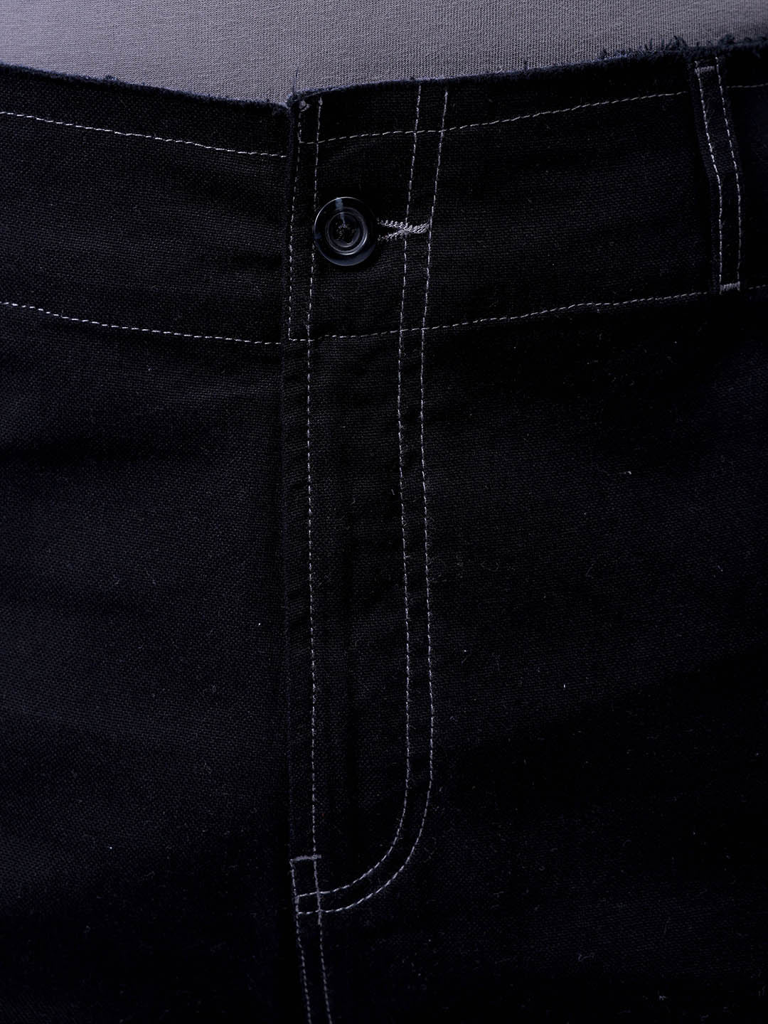Men's Black Wide Leg Fit Solid Utility Trouser - Image 6