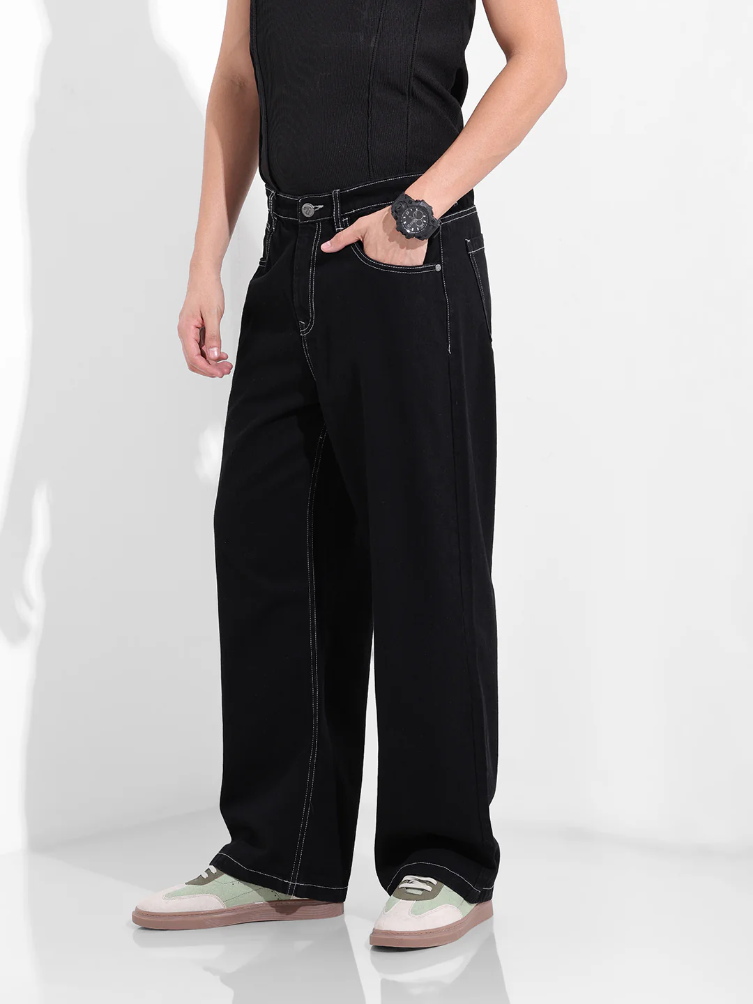 Men's Black Baggy Fit The Eternity Series Jeans - Image 3