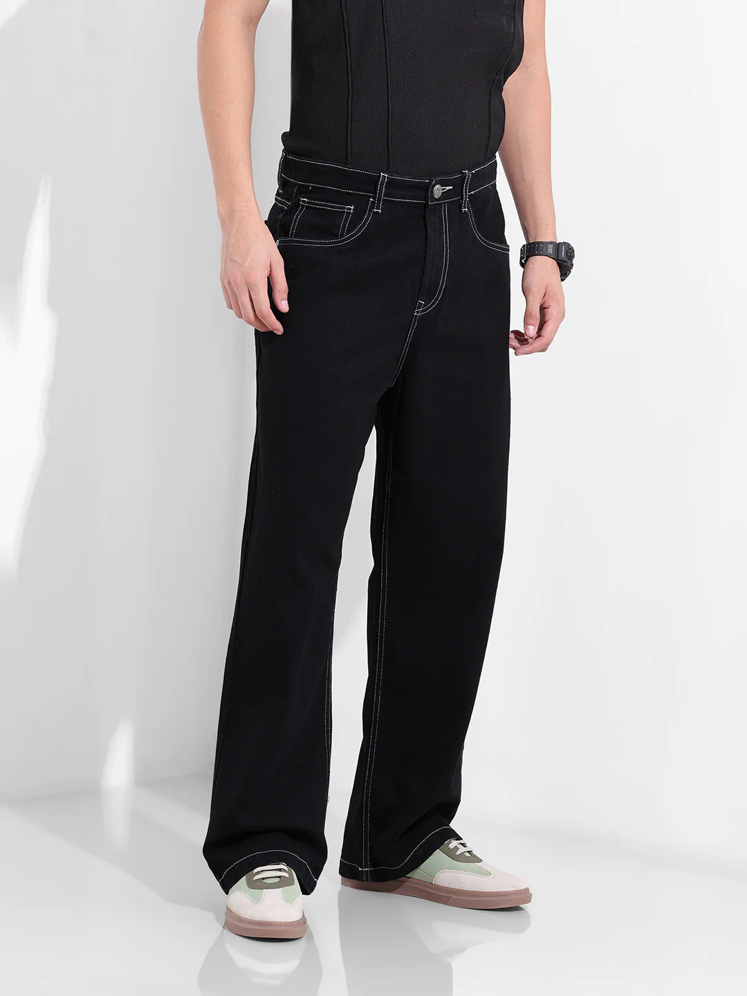 Men's Black Baggy Fit The Eternity Series Jeans - Image 4