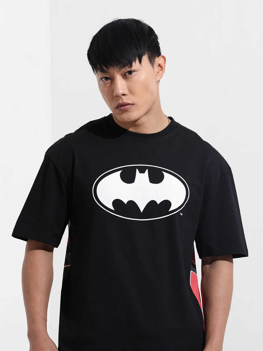 Men's Black Boxy Fit Character Batman Printed Crew Neck T-Shirt - Image 5