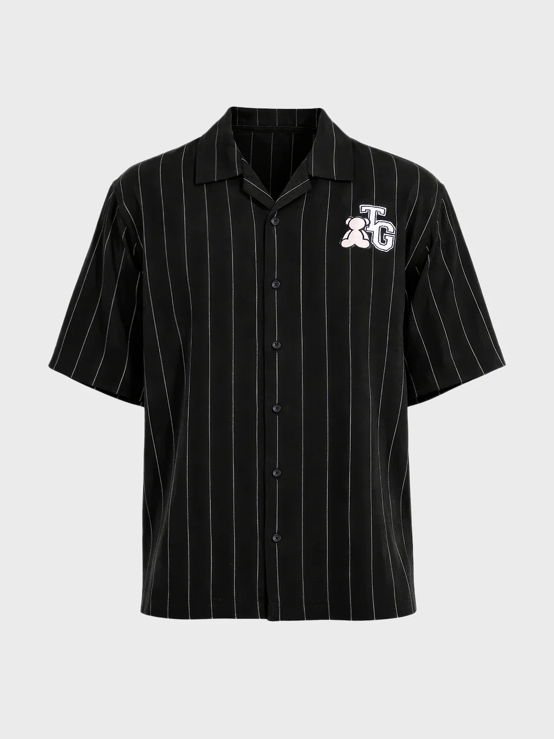 Men's Black Boxy Fit Striped Casual Shirt - Image 4