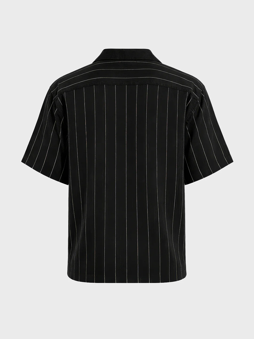 Men's Black Boxy Fit Striped Casual Shirt - Image 5