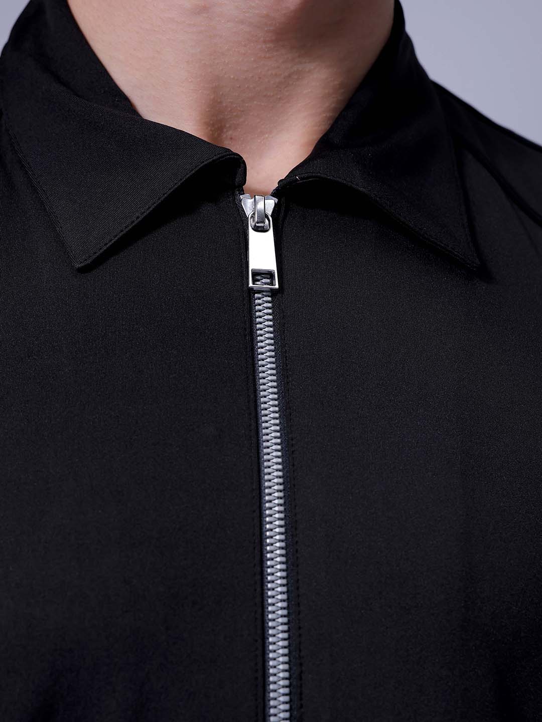 Men's Black Boxy Fit Solid Korean Street Shirt - Image 6