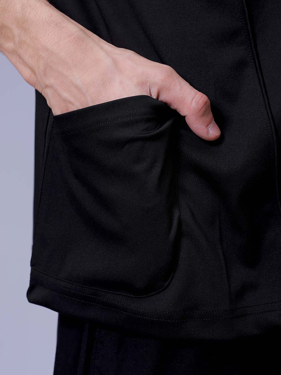 Men's Black Boxy Fit Solid Korean Street Shirt - Image 8