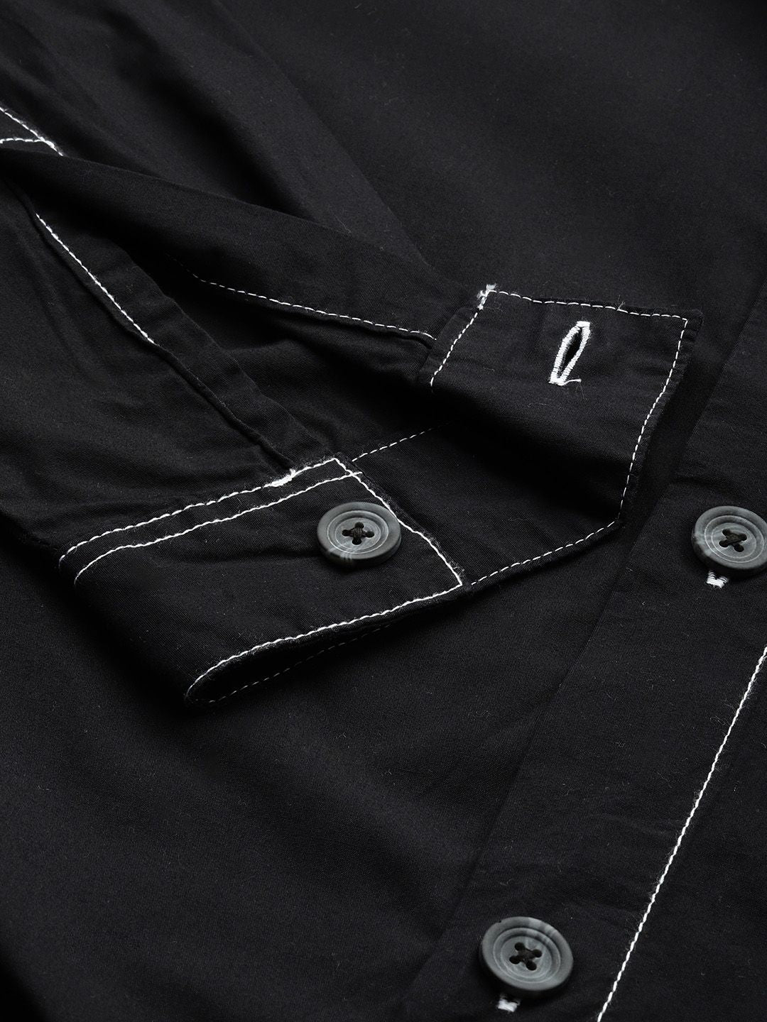 Men's Black Boxy Fit Solid Korean Street Shirt - Image 6