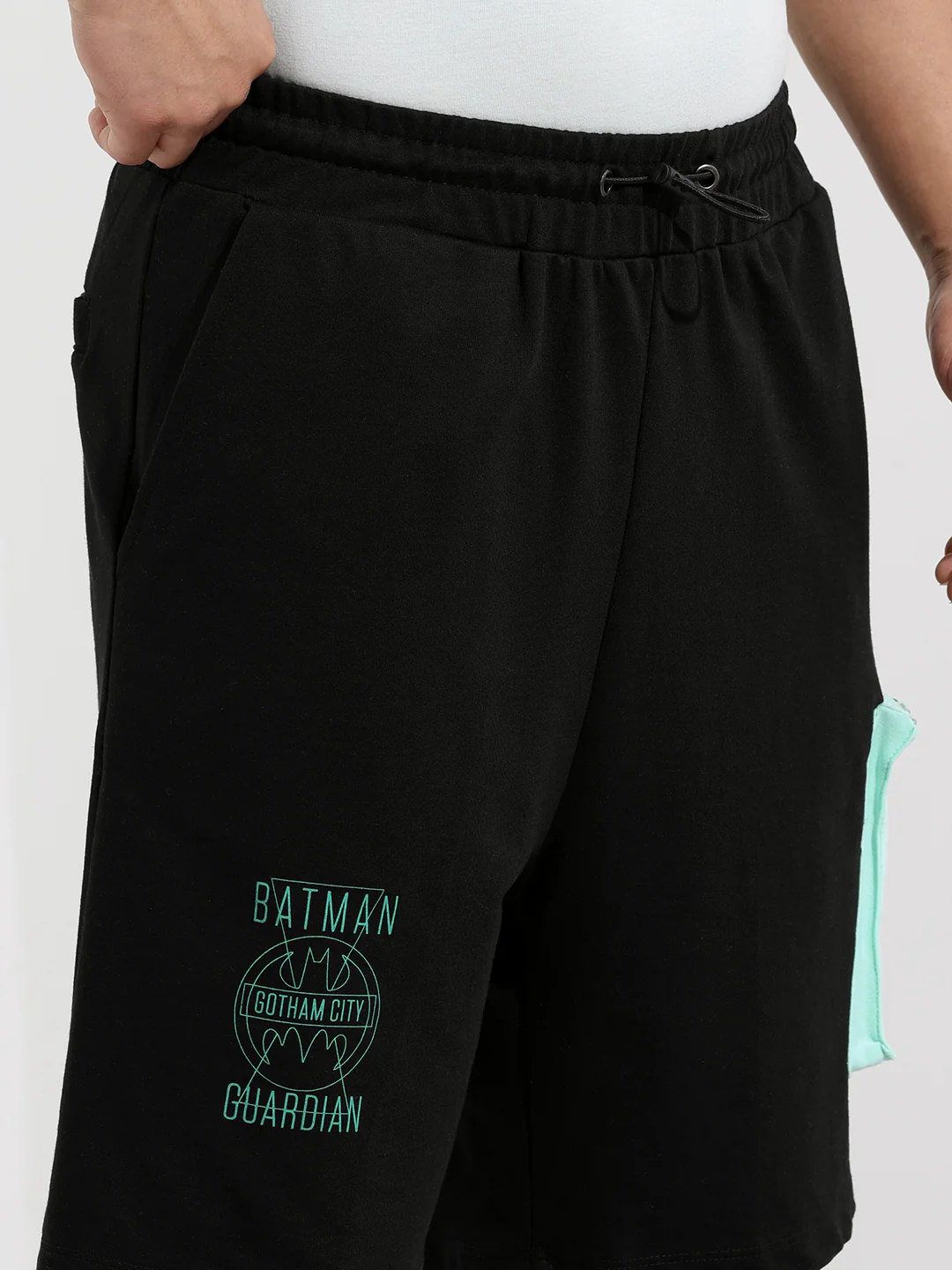 Men's Black Relaxed Fit Character Batman Printed Shorts - Image 5