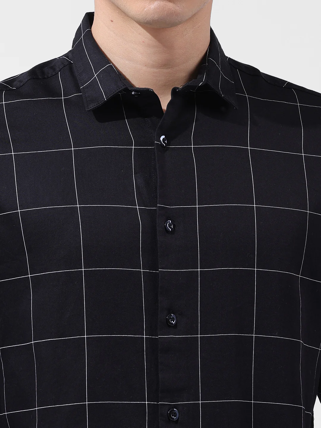 Men's Black Slim Fit Checked Casual Shirt - Image 4