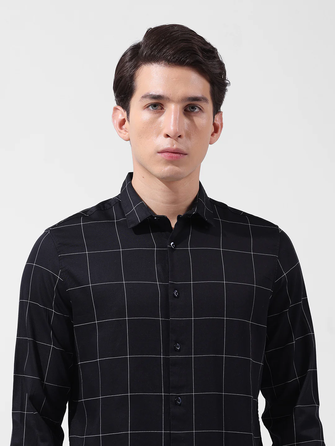Men's Black Slim Fit Checked Casual Shirt - Image 5