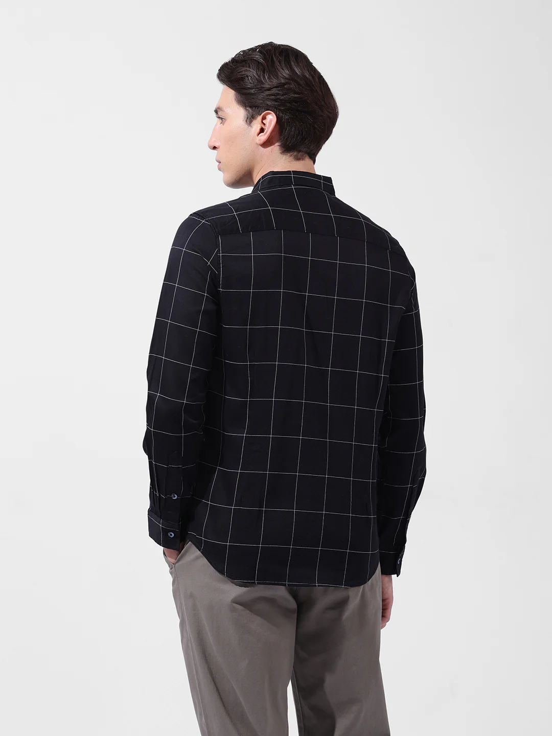 Men's Black Slim Fit Checked Casual Shirt - Image 8