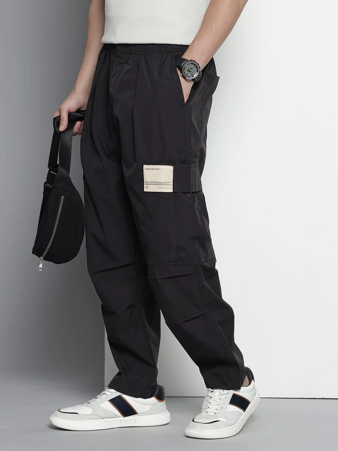 Men's Black Loose Fit Utility Cargo - Image 2