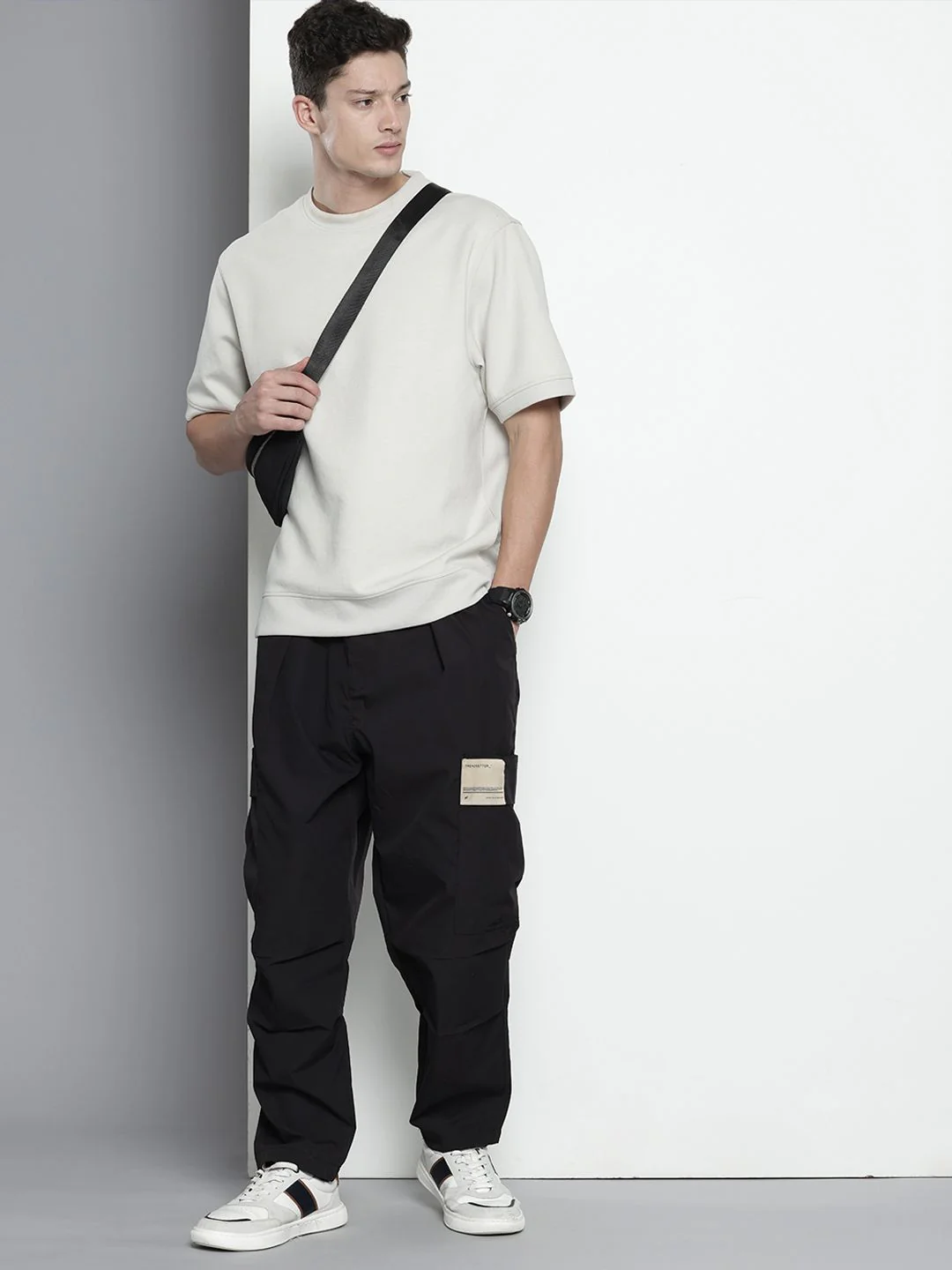 Men's Black Loose Fit Utility Cargo - Image 3