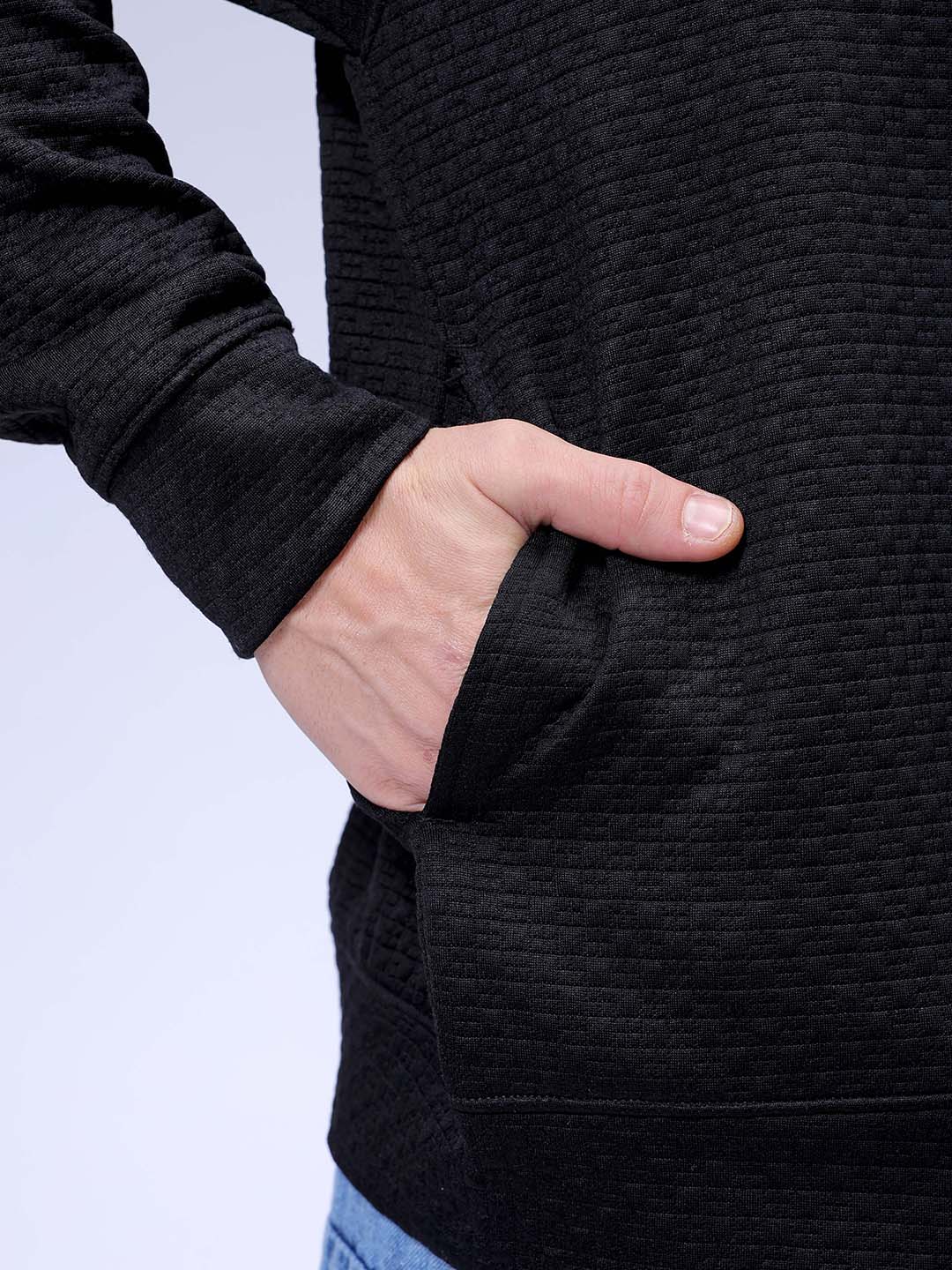 Men's Black Relaxed Fit Solid Street Wear Sweatshirts - Image 10