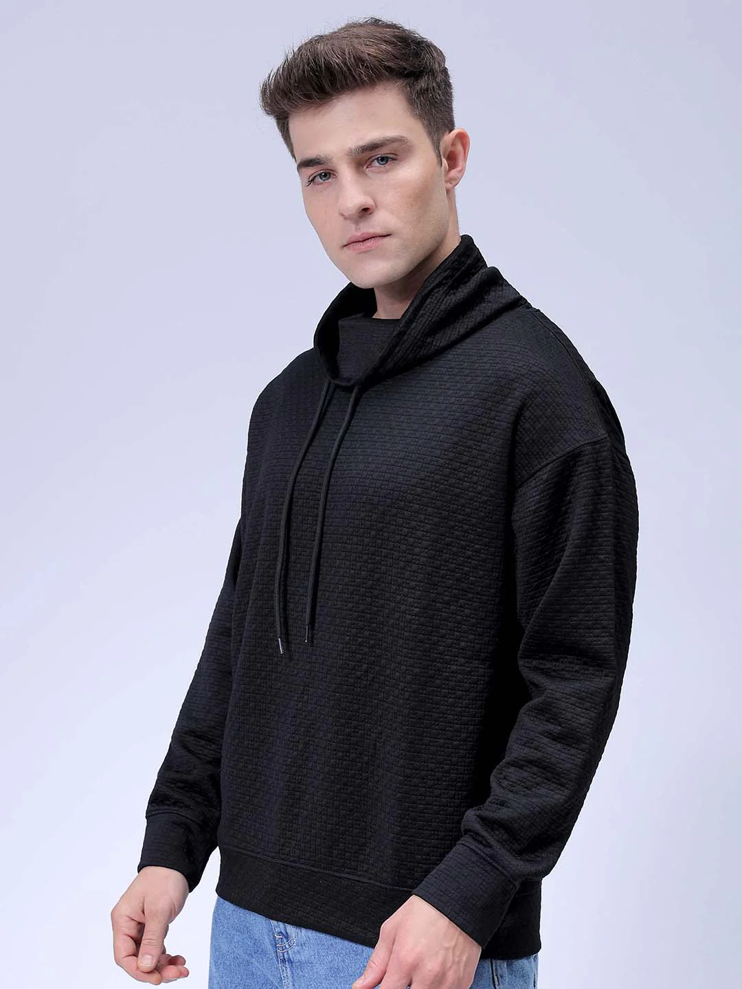 Men's Black Relaxed Fit Solid Street Wear Sweatshirts - Image 6