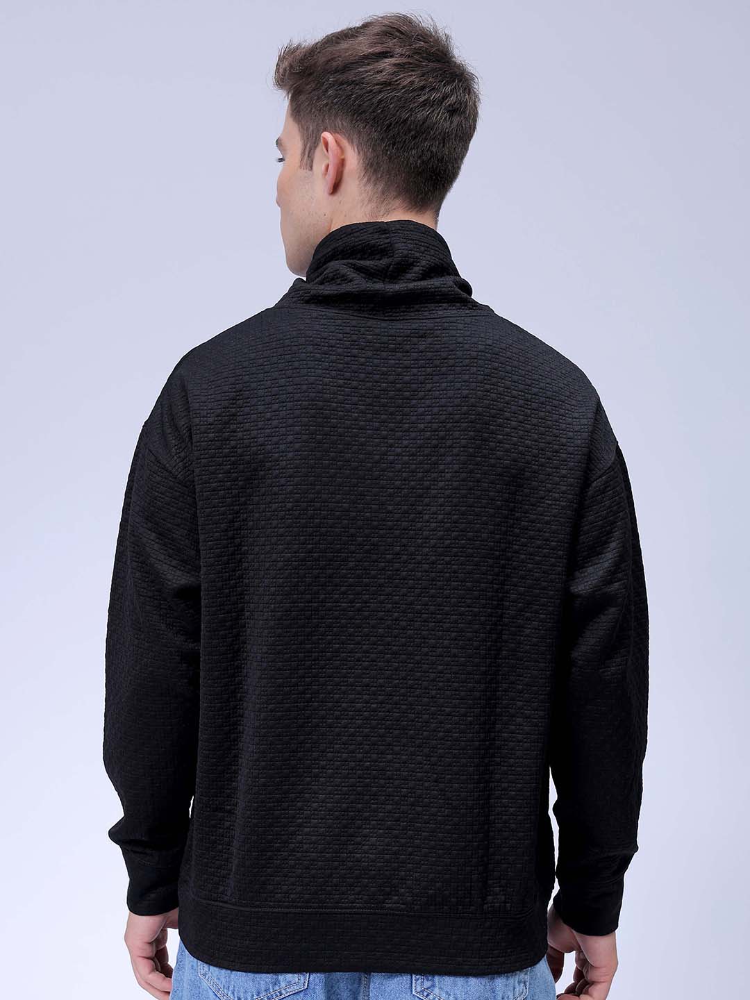 Men's Black Relaxed Fit Solid Street Wear Sweatshirts - Image 7