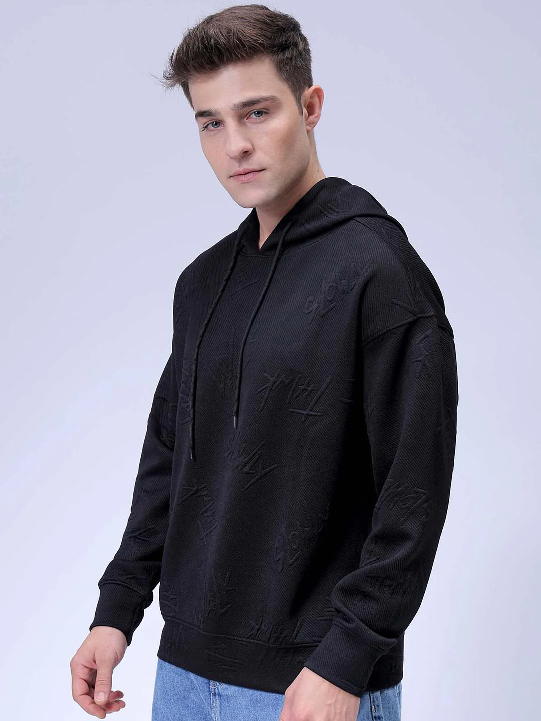 Men's Black Relaxed Fit Solid Casual Sweatshirts - Image 5