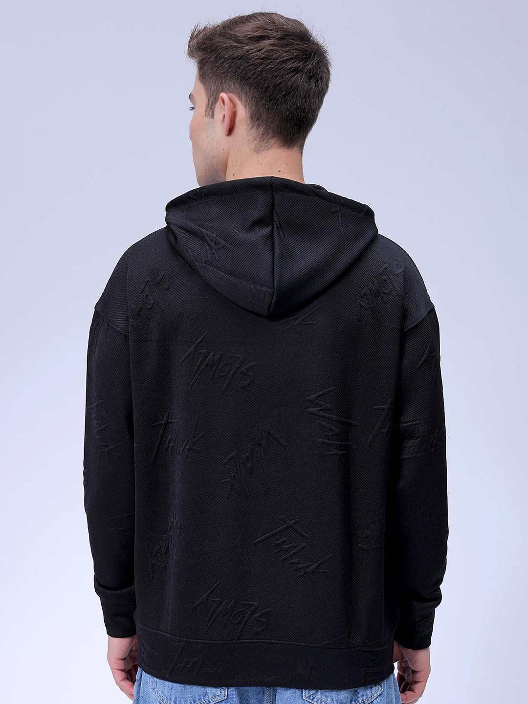 Men's Black Relaxed Fit Solid Casual Sweatshirts - Image 7