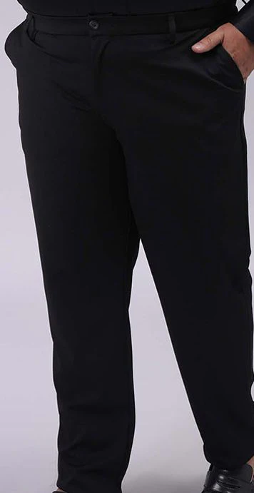 Men's Plus Size Black Regular Fit Solid Chinos - Image 6