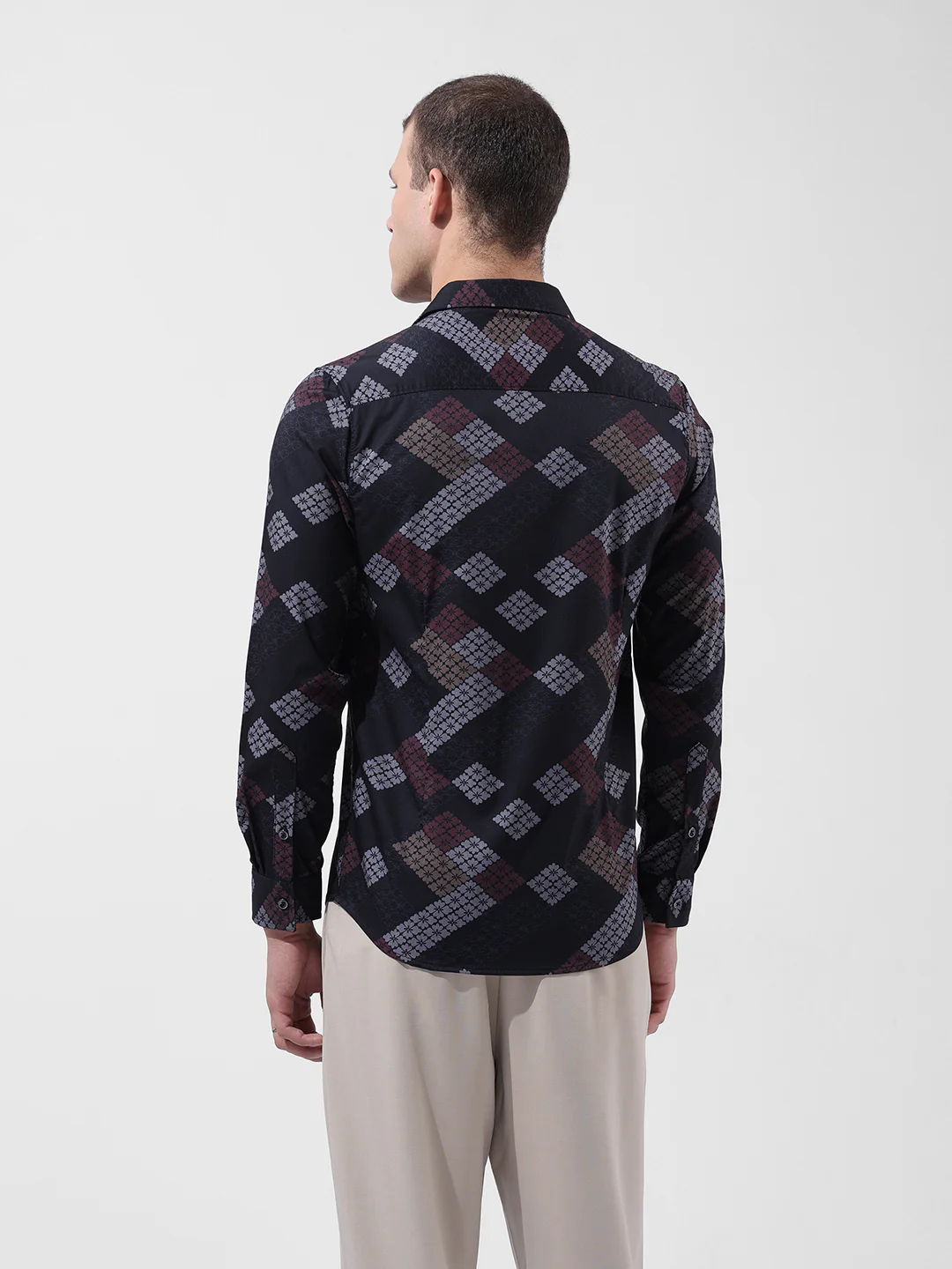Men's Black Slim Fit Printed Party Wear Shirt - Image 4
