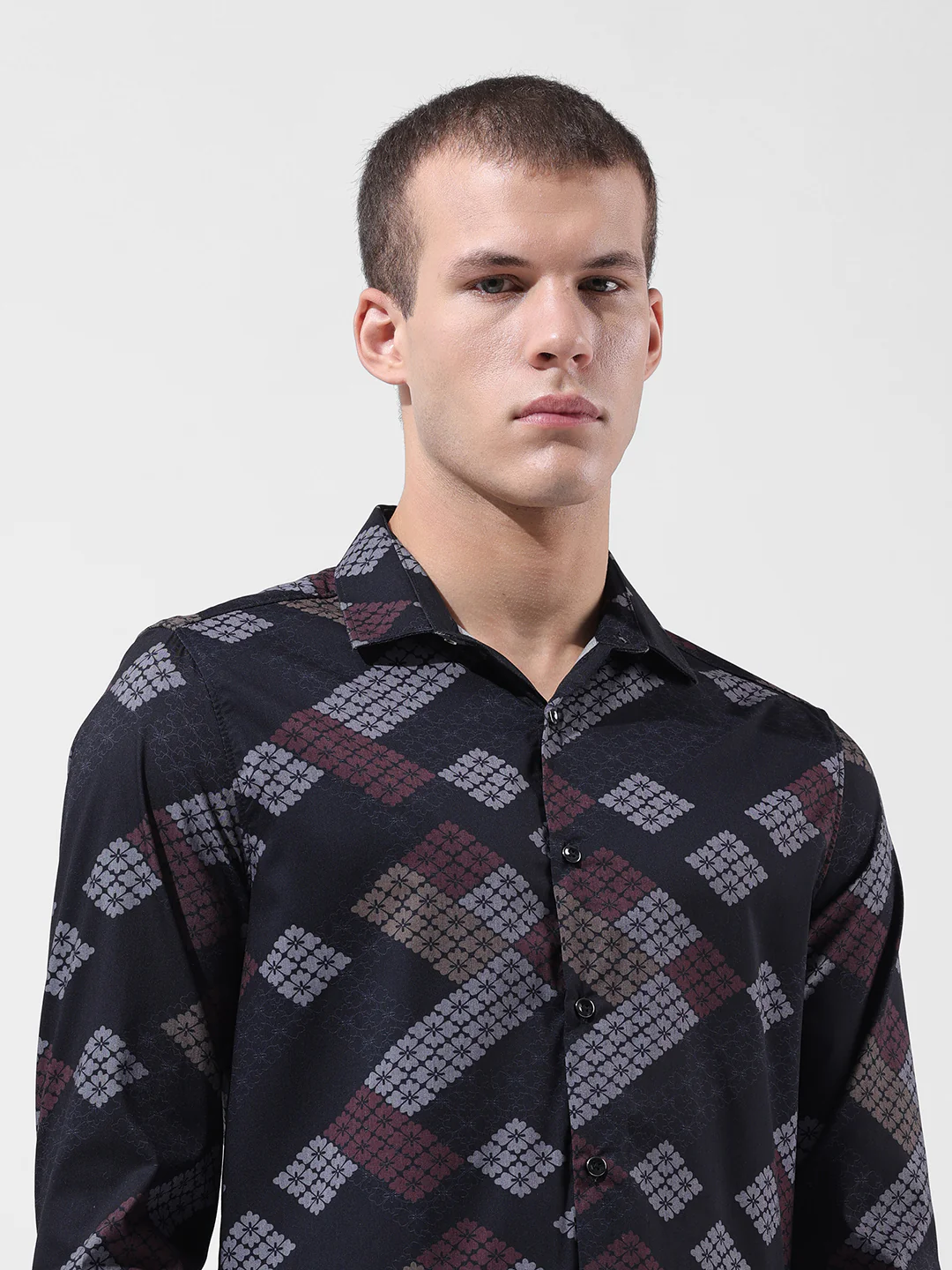 Men's Black Slim Fit Printed Party Wear Shirt - Image 5