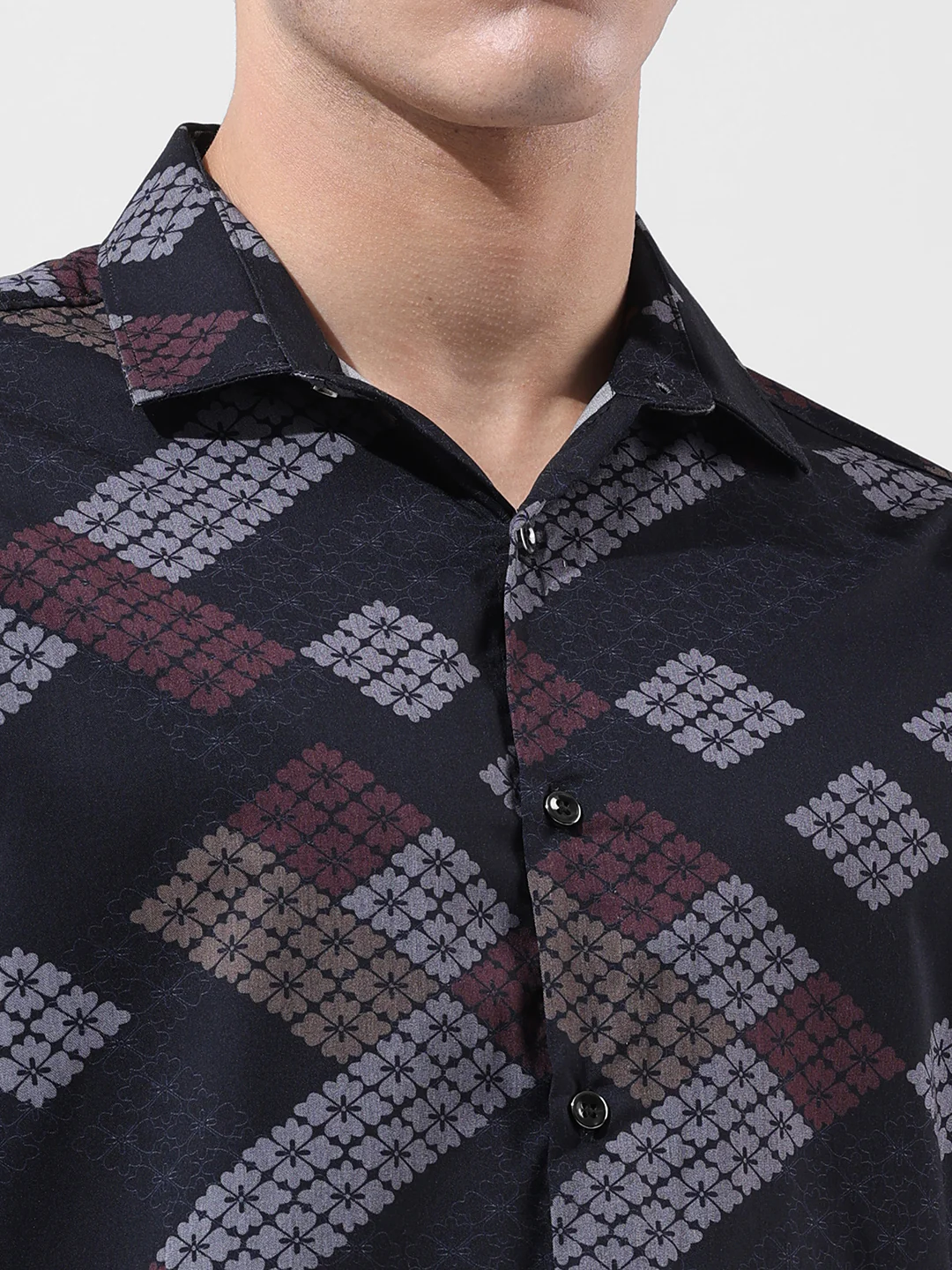 Men's Black Slim Fit Printed Party Wear Shirt - Image 6