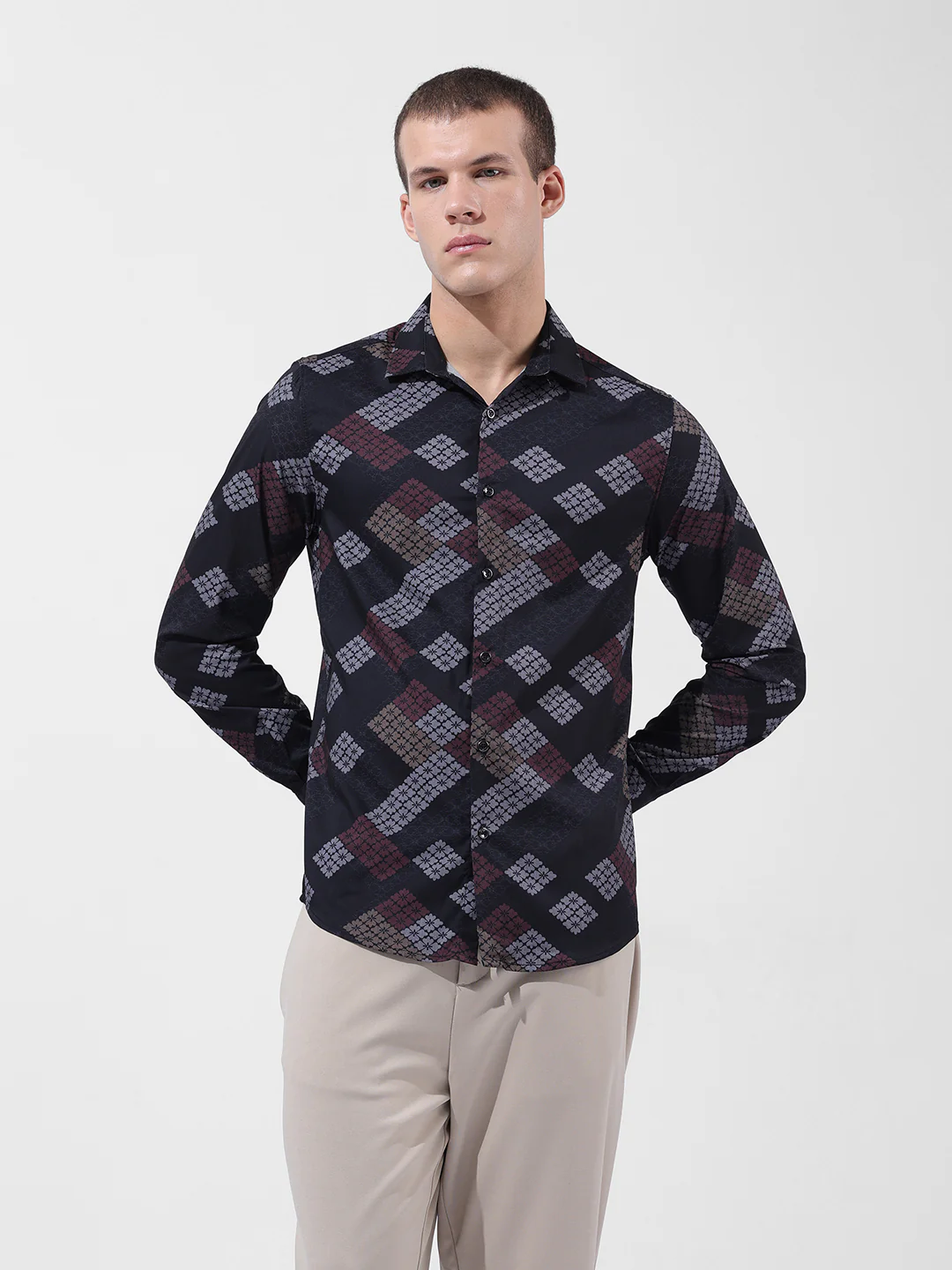 Men's Black Slim Fit Printed Party Wear Shirt - Image 7