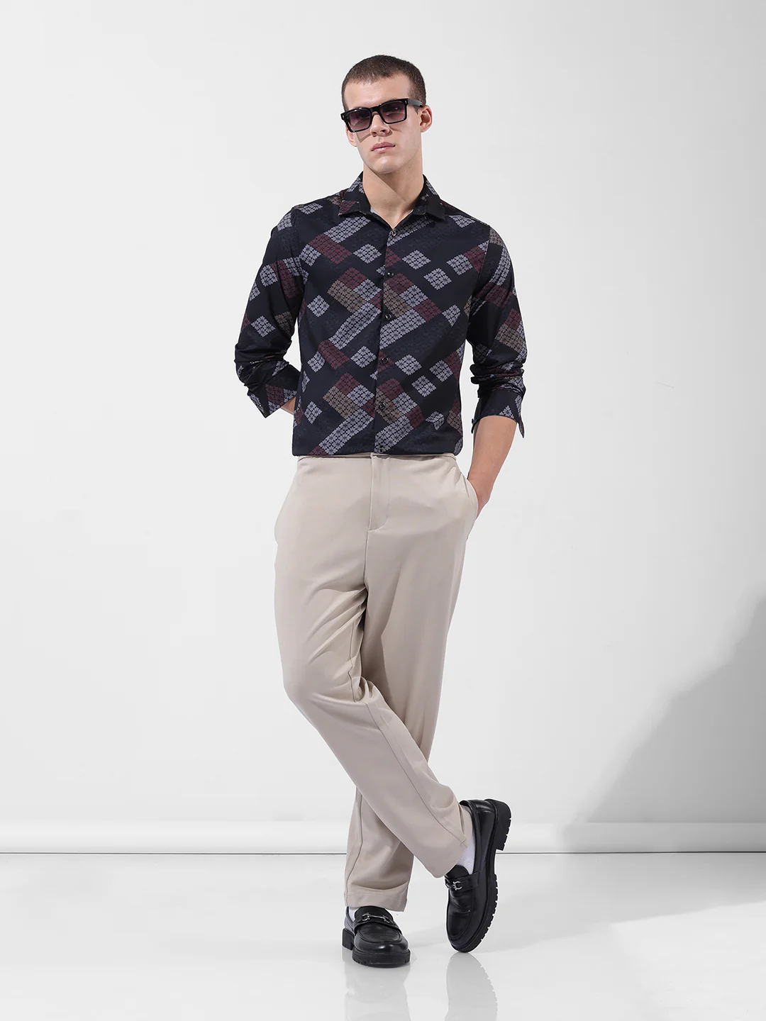 Men's Black Slim Fit Printed Party Wear Shirt - Image 8