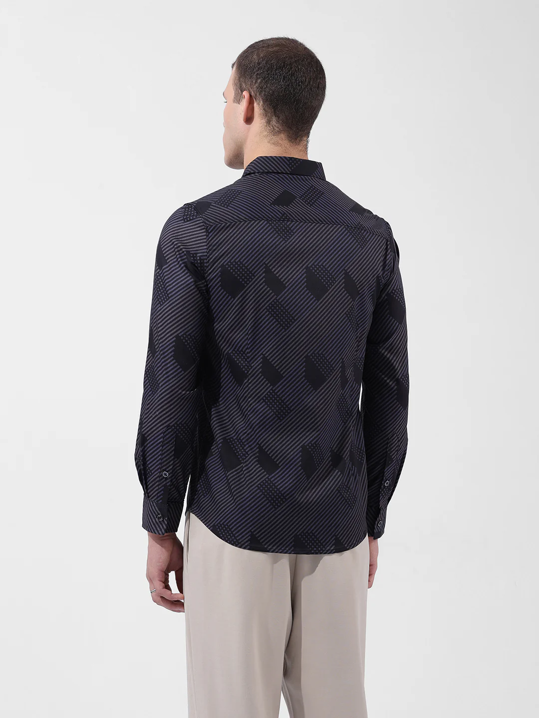 Men's Black Slim Fit Printed Party Wear Shirt - Image 5