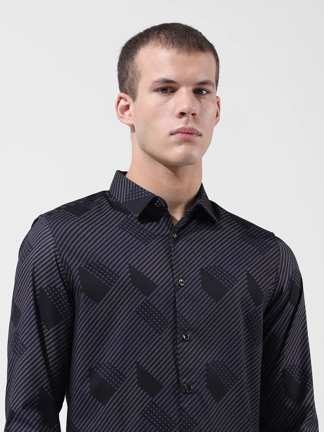 Men's Black Slim Fit Printed Party Wear Shirt - Image 6