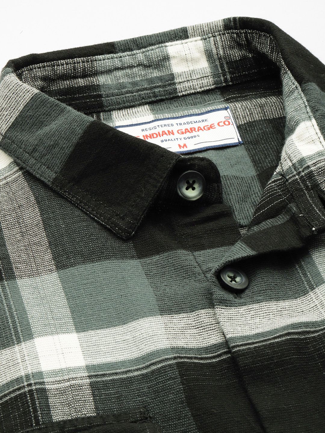 Men's Black Regular Fit Checked Casual Shirt - Image 3