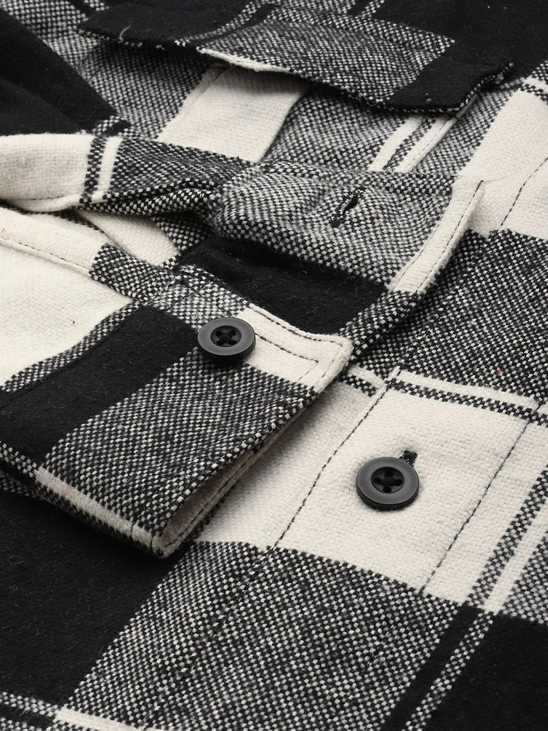 Men's Black Regular Fit Checkered Casual Shirt - Image 6