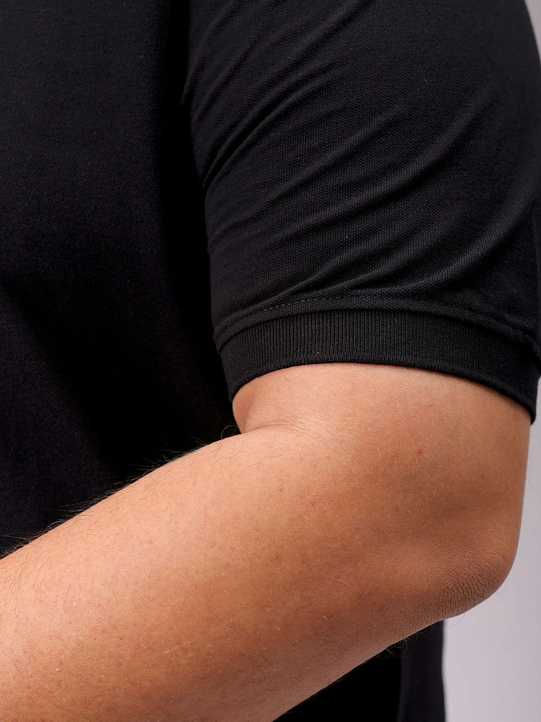 Men's Black Regular Fit Back Printed Polo Plus Size T-shirt - Image 7