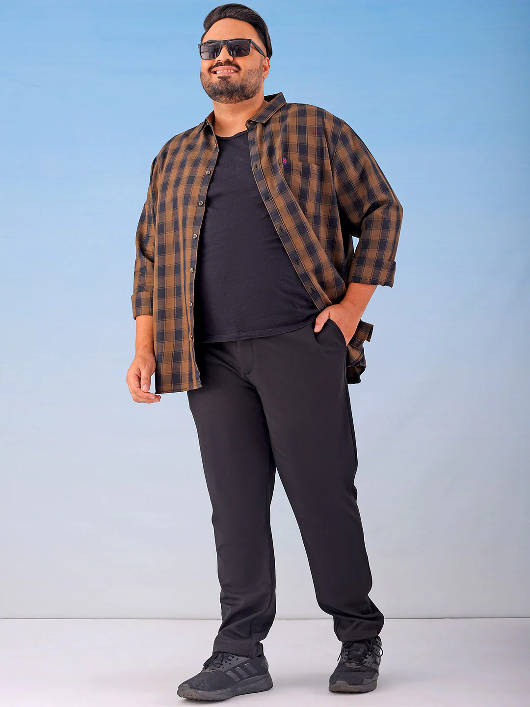 Men's Black Regular Fit Self Design Plus Size Chino Jogger - Image 2