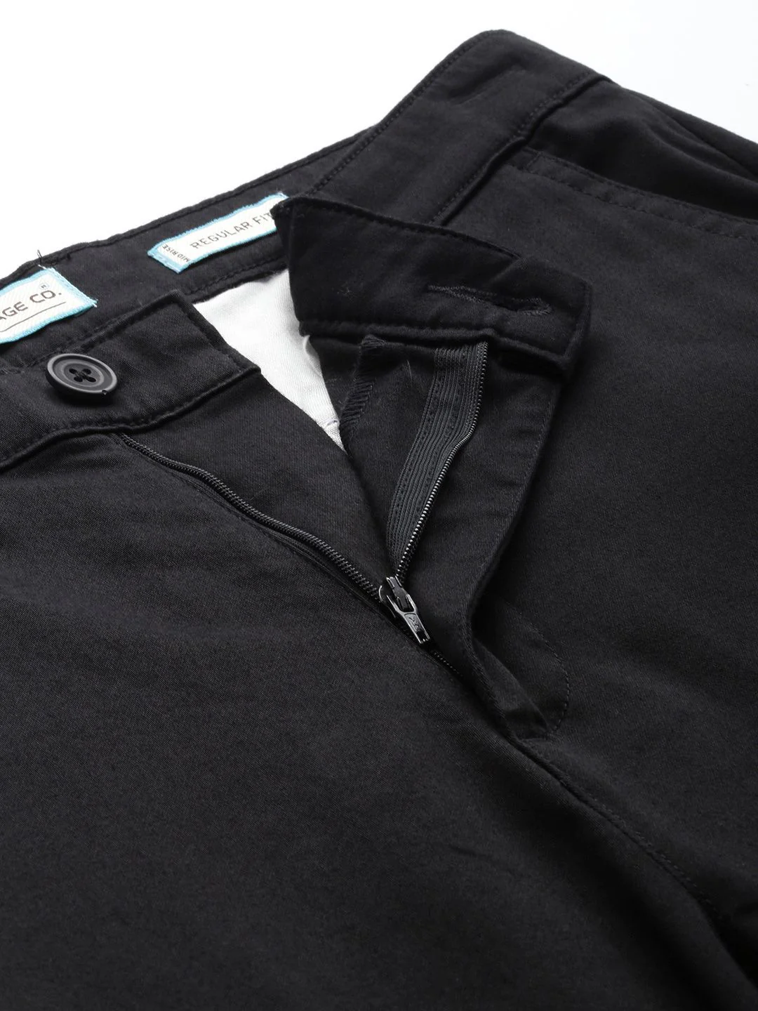 Men's Black Regular Fit Solid Casual Chinos - Image 7