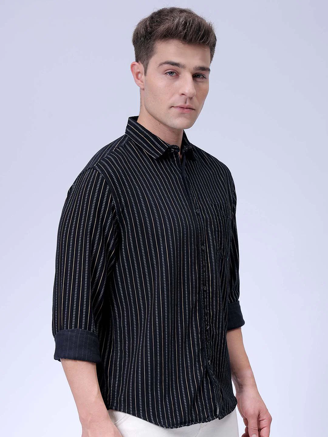 Men's Black Regular Fit Solid Casual Shirt - Image 5