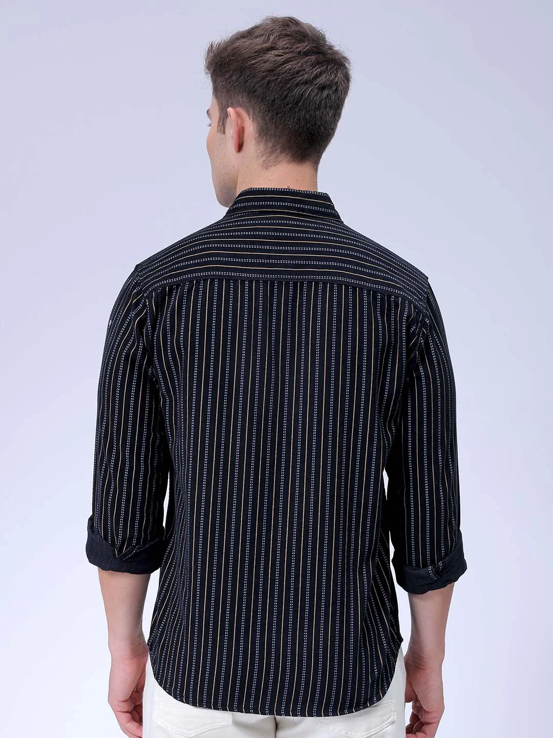 Men's Black Regular Fit Solid Casual Shirt - Image 6