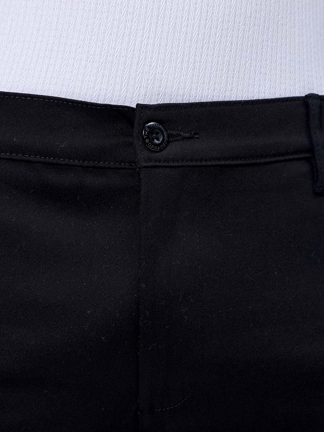 Men's Black Regular Fit Solid Casual Shorts - Image 6