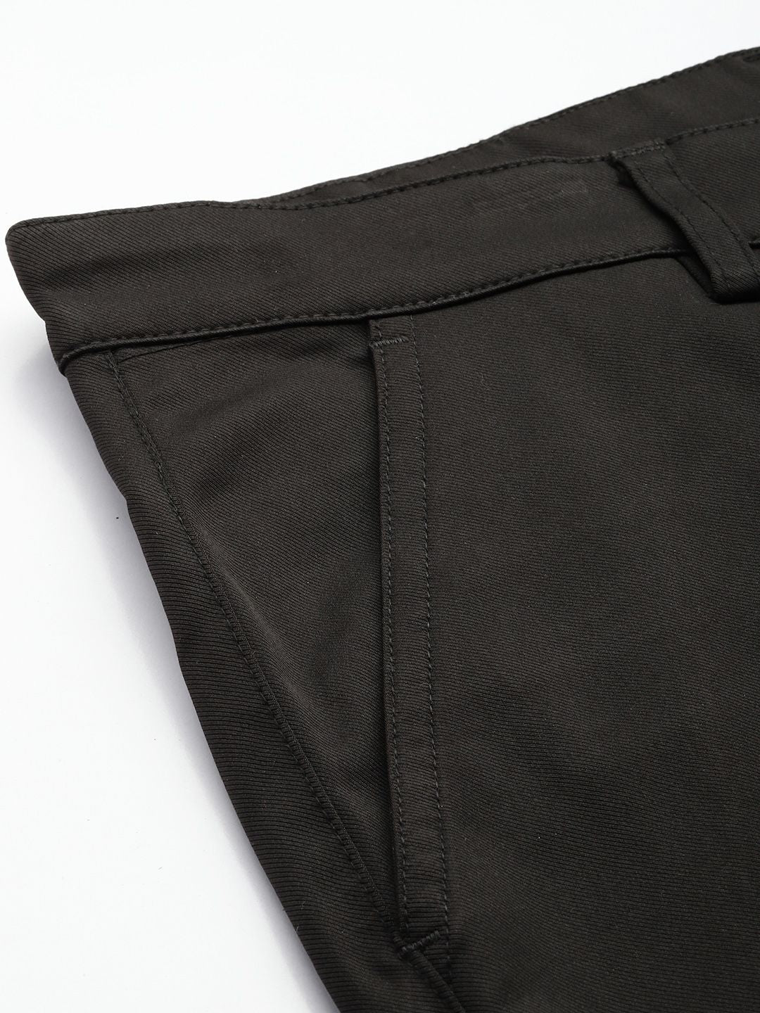 Men's Black Regular Fit Solid Casual Trouser - Image 5