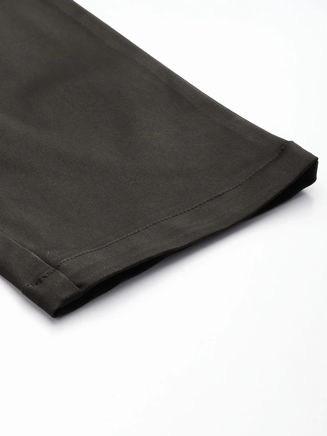 Men's Black Regular Fit Solid Casual Trouser - Image 6