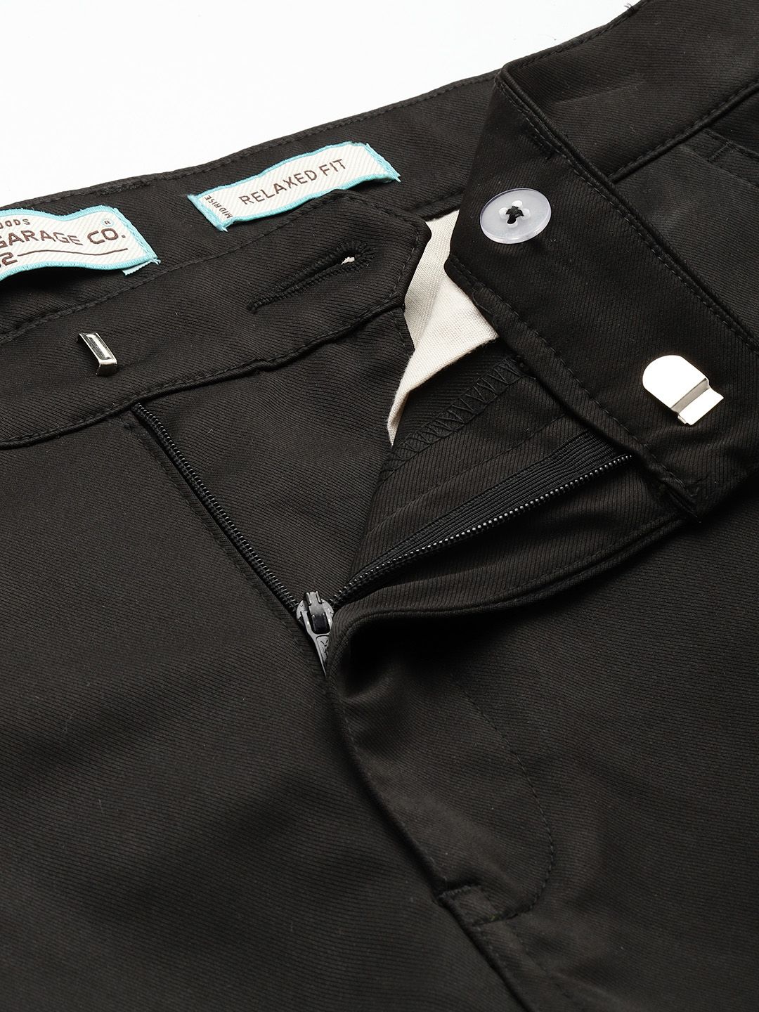 Men's Black Regular Fit Solid Casual Trouser - Image 7