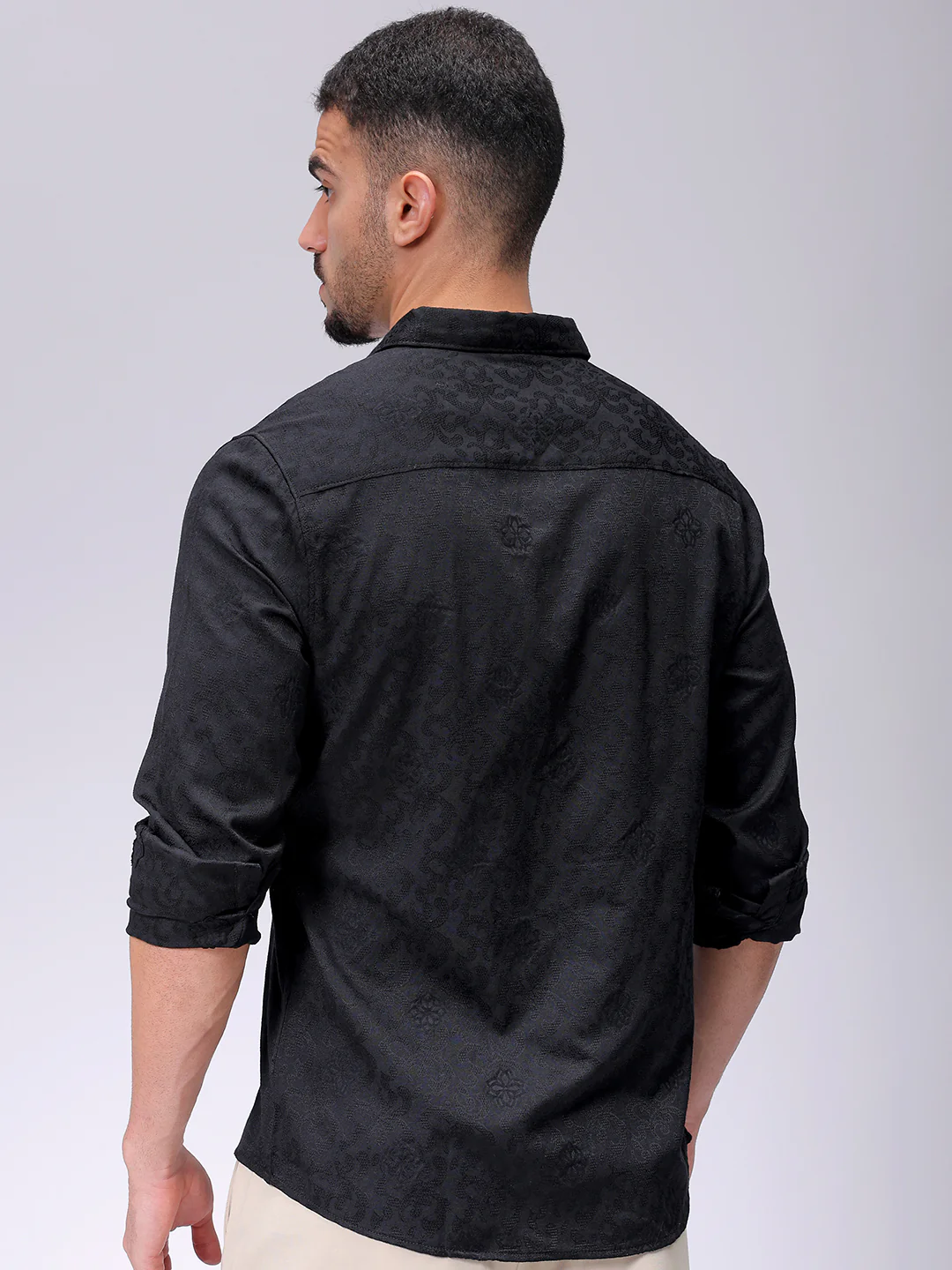 Men's Black Regular Fit Solid Casual Shirt - Image 6