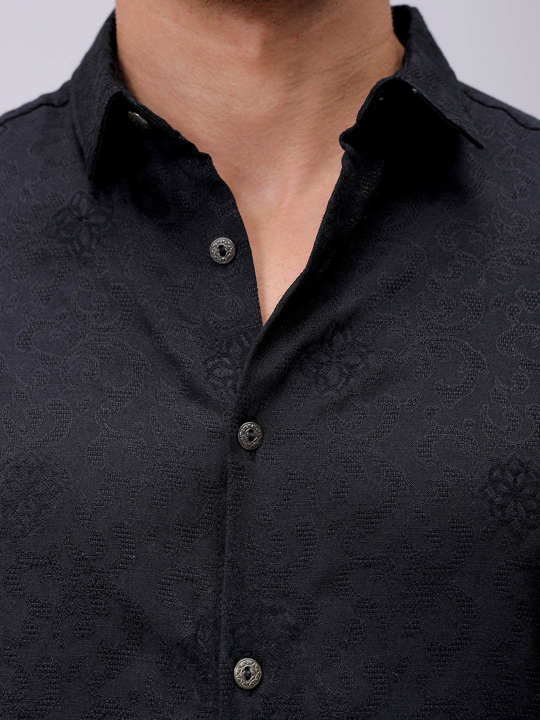 Men's Black Regular Fit Solid Casual Shirt - Image 7