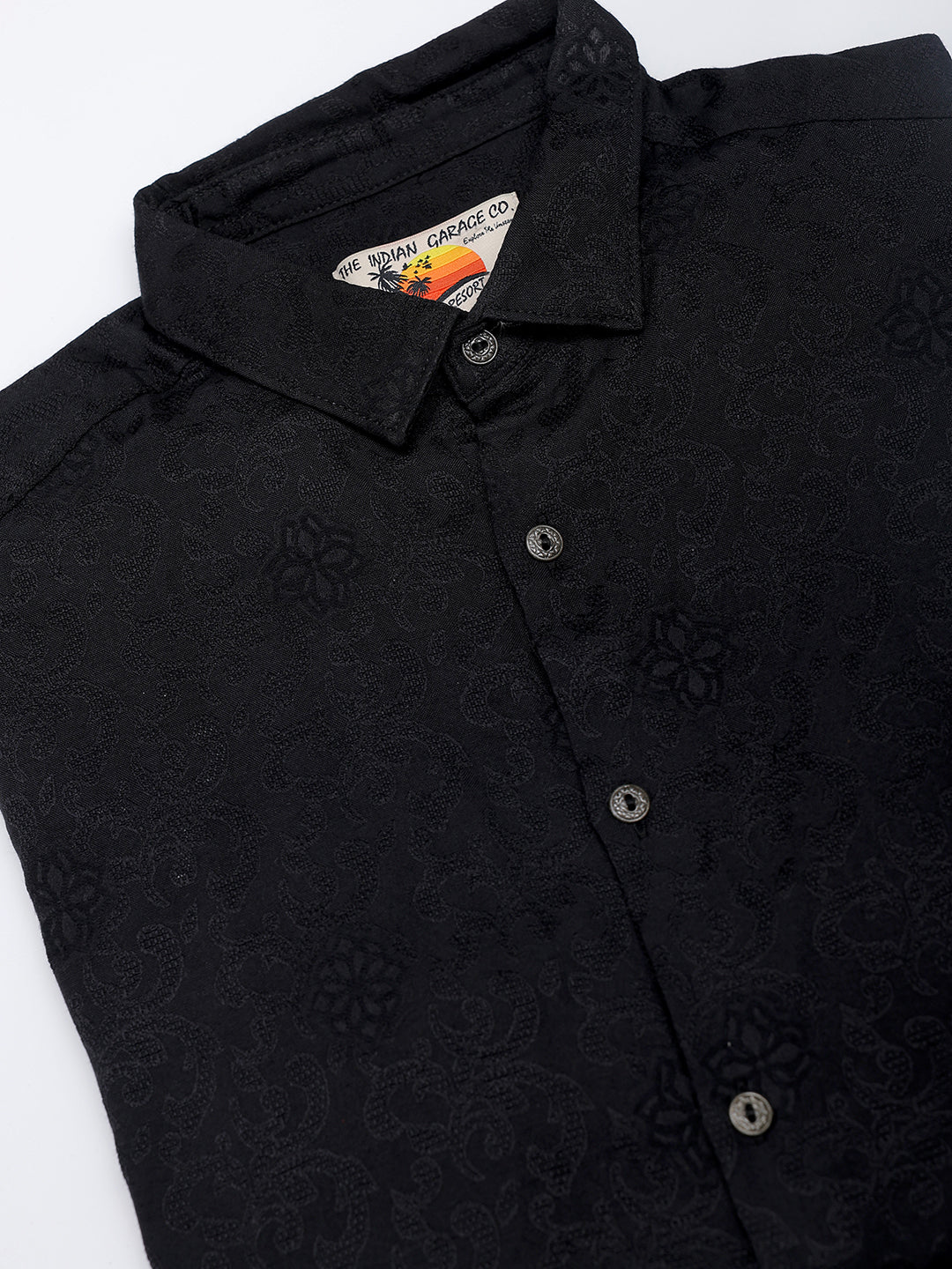 Men's Black Regular Fit Solid Casual Shirt - Image 8