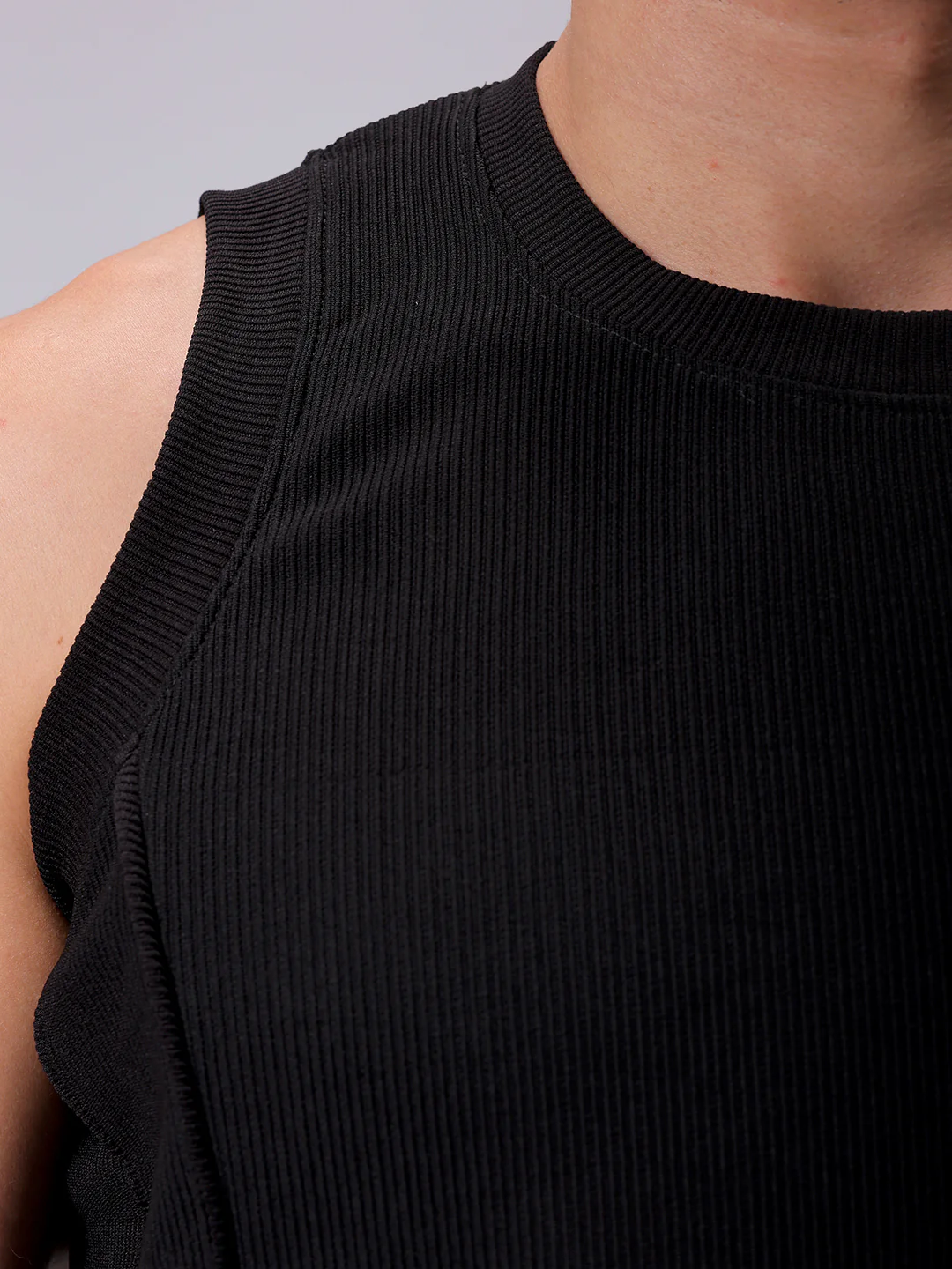 Men's Black Regular Fit Textured Street Wear T-Shirt - Image 6
