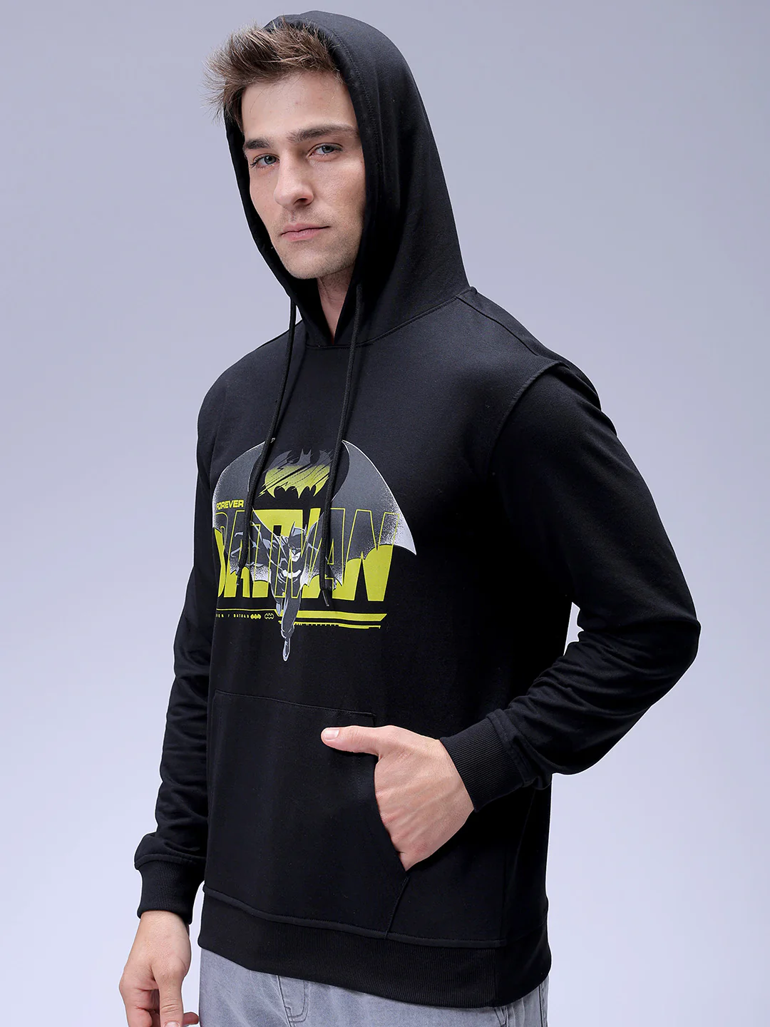 Men's Black Regular Fit Character Batman Printed Sweatshirt - Image 6