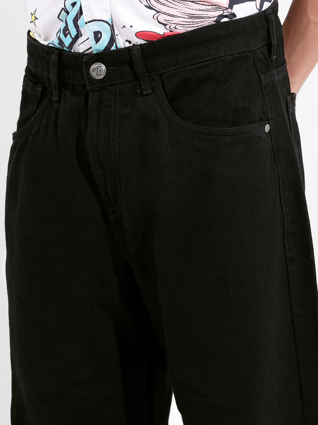 Men's Black Relaxed Fit Casual Jeans - Image 5