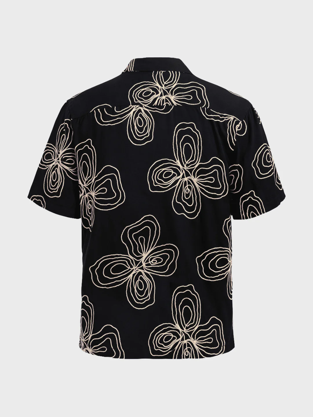 Men's Black Relaxed Fit Textured Embroidered Shirt - Image 5