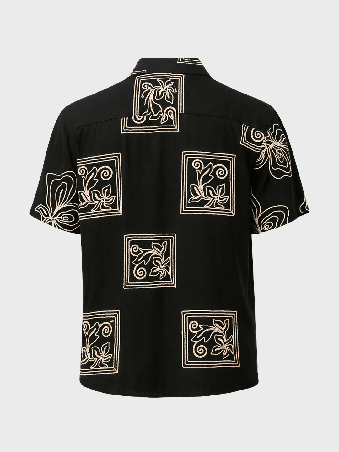 Men's Black Relaxed Fit Textured Embroidered Shirt - Image 5